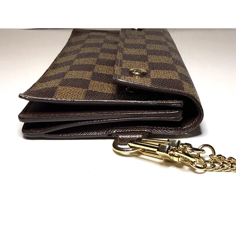Louis Vuitton Ebene Damier Portefeuille Acordion Wallet Wristlet Authentic Bag